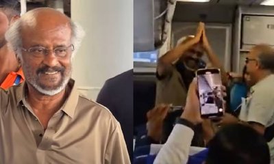 ವಿಮಾನದೊಳಗೆ ಫ್ಯಾನ್ಸ್‌ ಕೋರಿಕೆಗೆ ಎಸ್‌ ಎಂದ ತಲೈವಾ!