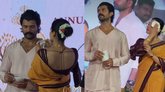 ವೇದಿಕೆಯಲ್ಲೇ ಪತಿಯ ಬೆವರು ಒರೆಸಿದ ರಶ್ಮಿಕಾ;  ವಿಡಿಯೊ ವೈರಲ್‌