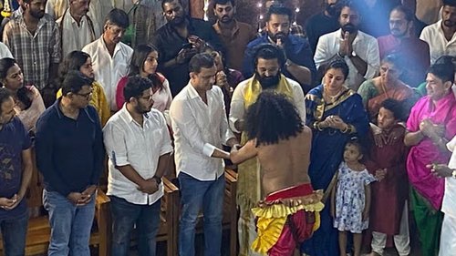 Rishab Shetty took blessings of panjurli daiva with Kantara Team