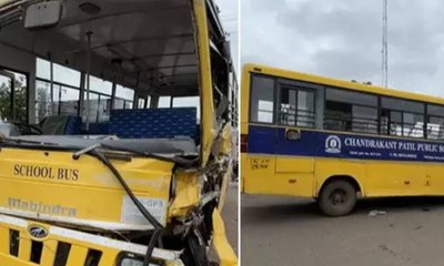 ಶಾಲಾ ವಾಹನಕ್ಕೆ ಟ್ಯಾಂಕರ್‌ ಡಿಕ್ಕಿ; ವಿದ್ಯಾರ್ಥಿಗಳಿಗೆ ಗಂಭೀರ ಗಾಯ
