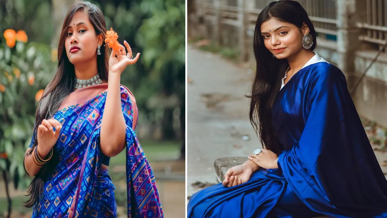 Royal blue colour Sarees