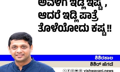 ಅವಳಿಗೆ ಇಡ್ಲಿ ಇಷ್ಟ, ಆದರೆ ಪಾತ್ರೆ ತೊಳೆಯೋದು ಕಷ್ಟ!