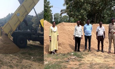 ಹರಳಹಳ್ಳಿ ಬಳಿ 146 ಮೆಟ್ರಿಕ್ ಟನ್ ಮರಳು ಜಪ್ತಿ