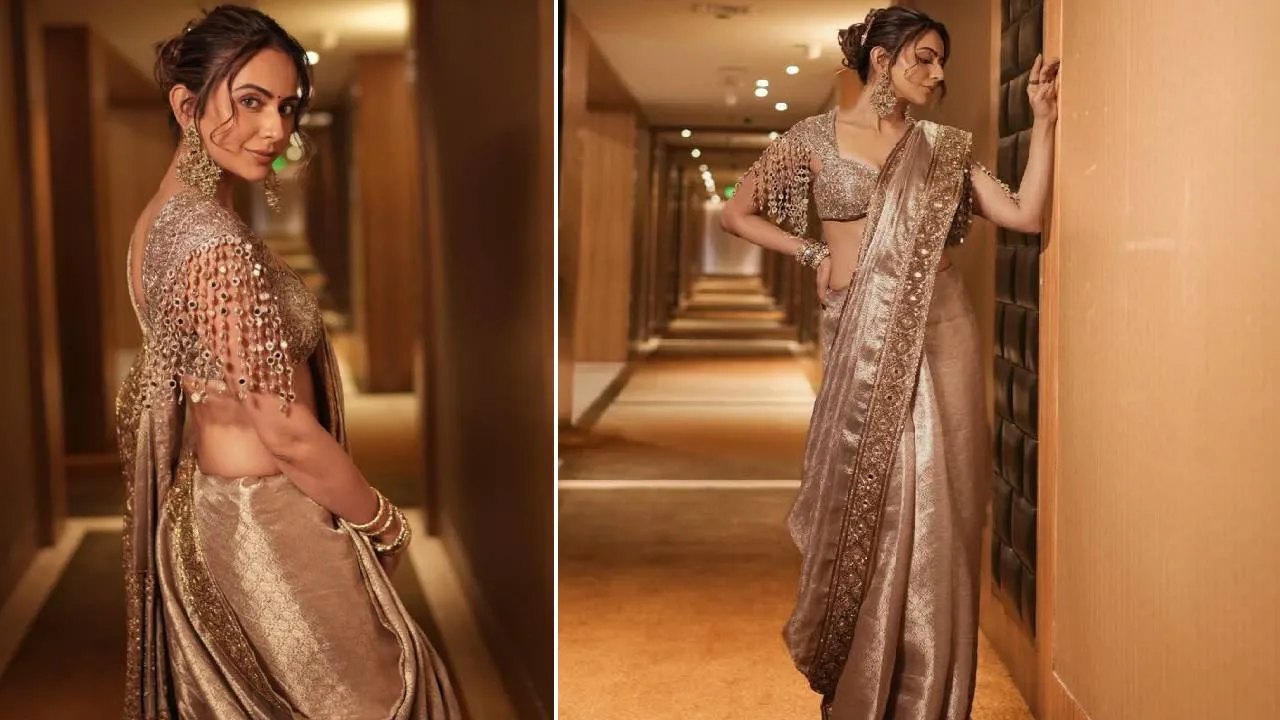 Star Fashion 2026: ಗೋಲ್ಡ್ ಸೀರೆಯಲ್ಲಿ ಬಂಗಾರದ ಬೊಂಬೆಯಾದ ರಕುಲ್‌ ಪ್ರೀತ್‌ ಸಿಂಗ್‌ - Image 4