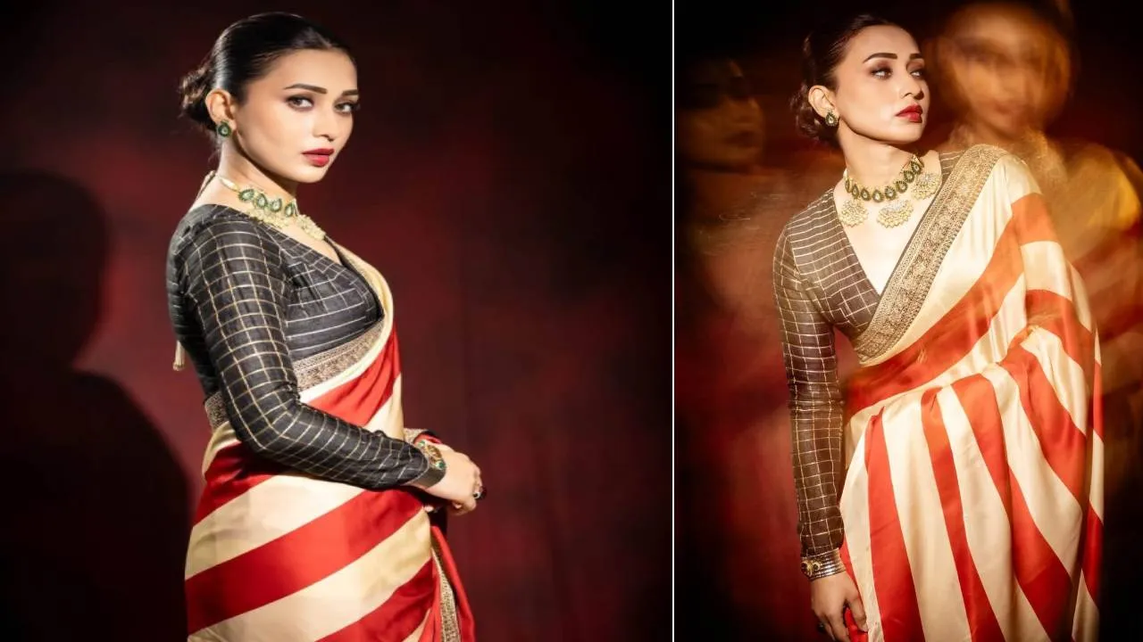 Saree Fashion 2026: ಸ್ಟ್ರೈಪ್ಸ್ ಸೀರೆಗೂ ಶುರುವಾಯ್ತು ಮಿಕ್ಸ್ ಮ್ಯಾಚ್‌ ಚೆಕ್ಸ್ ಬ್ಲೌಸ್‌ ಸ್ಟೈಲಿಂಗ್‌ - Image 2