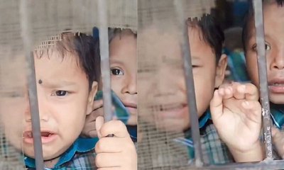 ಶಾಲೆಯಲ್ಲಿ ಕಣ್ಣೀರಿಟ್ಟ ಪುಟ್ಟ ಮಗು