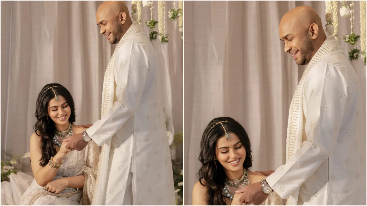 ತಮಿಳು ನಿರ್ಮಾಪಕ ಸುಧನ್ ಸುಂದರಂ ಜೊತೆ ನಿಶ್ಚಿತಾರ್ಥ ಶರ್ಮಿಳಾ ಮಾಂಡ್ರೆ; ಇಲ್ಲಿವೆ ಈ ಜೋಡಿಯ ಎಂಗೇಜ್‌ಮೆಂಟ್‌ ಫೋಟೋಗಳು - Image 1