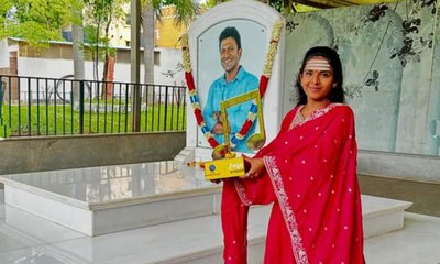 ಅಪ್ಪು ಸಮಾಧಿ ಮೇಲೆ ಟ್ರೋಫಿ ಇಟ್ಟು ಆಶೀರ್ವಾದ ಪಡೆದ ಶಿವಾನಿ