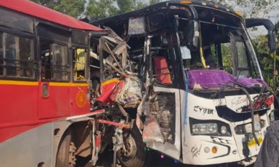 ಶಿರಸಿ ಬಳಿ KSRTC- ಖಾಸಗಿ ಬಸ್ ಮುಖಾಮುಖಿ ಡಿಕ್ಕಿ; 40 ಮಂದಿಗೆ ಗಾಯ