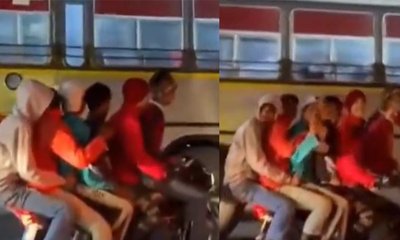 ಒಂದೇ ಬೈಕ್‍ನಲ್ಲಿ ಆರು ಮಂದಿ ಯುವಕರ ಸವಾರಿ