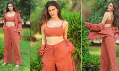 ಟ್ರೆಂಡಿಯಾದ ಅಮೈರಾ ಧರಿಸಿದ ತ್ರೀ ಪೀಸ್‌ ರಸ್ಟ್‌ ಆರೆಂಜ್‌ ಕೋ ಆರ್ಡ್ ಸೆಟ್‌