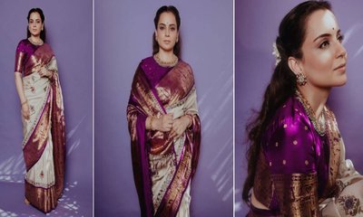 ರೇಷ್ಮೆ ಸೀರೆಯಲ್ಲಿ ರಾಣಿಯಂತೆ ಕಂಗೊಳಿಸಿದ ಕಂಗನಾ
