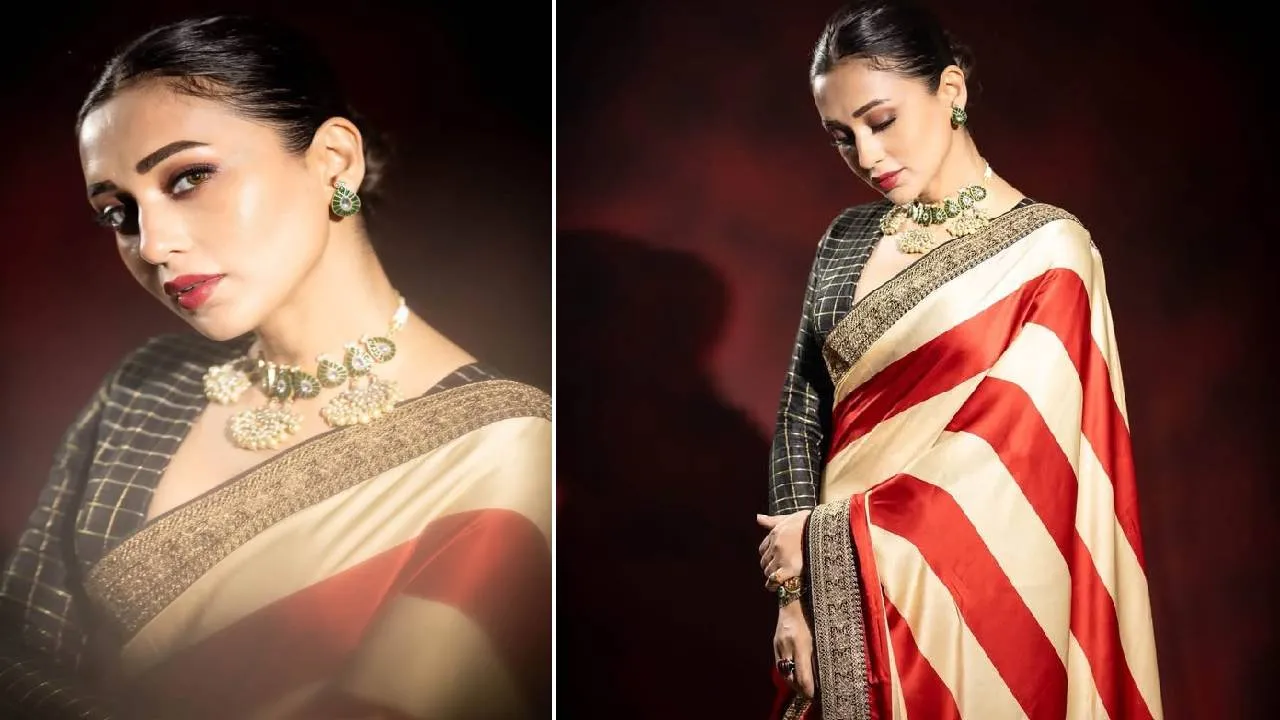 Saree Fashion 2026: ಸ್ಟ್ರೈಪ್ಸ್ ಸೀರೆಗೂ ಶುರುವಾಯ್ತು ಮಿಕ್ಸ್ ಮ್ಯಾಚ್‌ ಚೆಕ್ಸ್ ಬ್ಲೌಸ್‌ ಸ್ಟೈಲಿಂಗ್‌ - Image 4