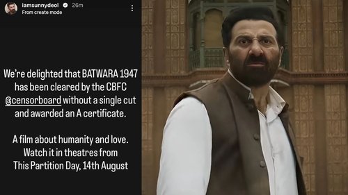 Sunny Deol  delighted as Batwara 1947 gets cleared by CBFC