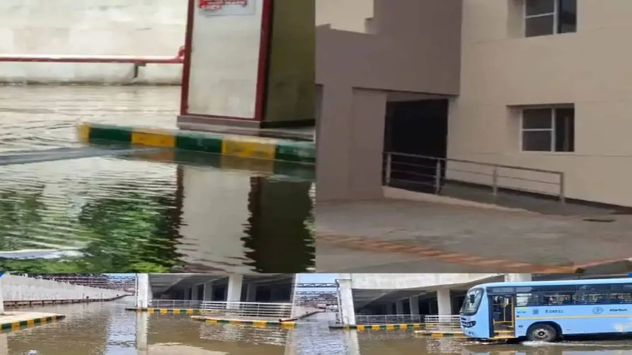 ಒಂದೇ ಮಳೆಗೆ ಜಲಾವೃತಗೊಂಡ ಕೋಟ್ಯಂತರ ರೂಪಾಯಿ ವೆಚ್ಚದ ತುಮಕೂರು ಸ್ಮಾರ್ಟ್ ಸಿಟಿ ಕೆಎಸ್‌ಆರ್‌ಟಿಸಿ ಬಸ್ ನಿಲ್ದಾಣ; ಅವೈಜ್ಞಾನಿಕ ಕಾಮಗಾರಿಗೆ ಆಕ್ರೋಶ