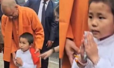 ಮುಖ್ಯಮಂತ್ರಿ ಯೋಗಿ ಆದಿತ್ಯನಾಥ್ ಪಾದ ಮುಟ್ಟಿ ಶ್ಲೋಕ ಪಠಿಸಿದ ಬಾಲಕ!