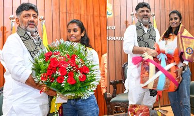 ಸ್ಟಾರ್‌ ಸ್ಪ್ರಿಂಟರ್‌, ಕನ್ನಡತಿ ವಿಜಯಕುಮಾರಿಗೆ ಡಿಸಿಎಂ ಡಿಕೆಶಿ ಸನ್ಮಾನ