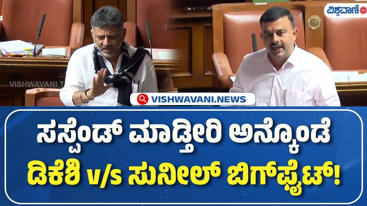 ಸಸ್ಪೆಂಡ್‌ ಮಾಡ್ತೀರಿ ಅನ್ಕೊಂಡೆ: ಇ-ಖಾತಾ ದಂಧೆ ವಿಚಾರಕ್ಕೆ ಡಿಕೆಶಿ-ಸುನೀಲ್‌ ಕುಮಾರ್‌ ನಡುವೆ ವಾಕ್ಸಮರ!