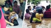 ಬಾಗಿಲು ಬಳಸಿ ಗರ್ಭಿಣಿಯನ್ನು ಆಸ್ಪತ್ರೆಗೆ ಸಾಗಿಸಿದ ಗ್ರಾಮಸ್ಥರು