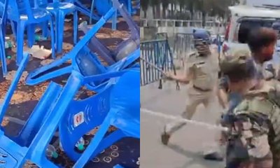 ಪಶ್ಚಿಮ ಬಂಗಾಳ ಎಣಿಕೆ ಕೇಂದ್ರದ ಬಳಿ ಕುರ್ಚಿಗಳು, ವಾಹನ ಧ್ವಂಸ
