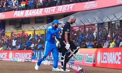 ಬೌಂಡರಿ ಲೈನ್‌ ಬಳಿ ಡ್ಯಾರಿಲ್‌ ಮಿಚೆಲ್‌ರನ್ನು ತಳ್ಳಿದ ಕೊಹ್ಲಿ!