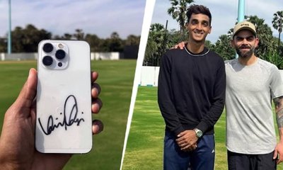 ಐಫೋನ್ ಮೇಲೆ ಕೊಹ್ಲಿಯ ಆಟೋಗ್ರಾಫ್‌ ಹಾಕಿಸಿಕೊಂಡ ನೆಟ್‌ ಬೌಲರ್‌