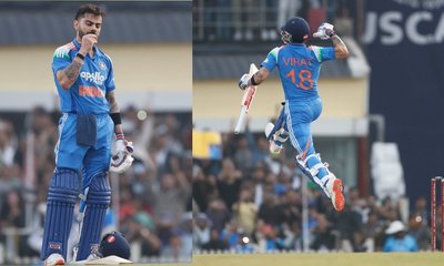 53ನೇ ಒಡಿಐ ಶತಕ ಬಾರಿಸಿ ಜಿಂಕೆಯಂತೆ ಜಿಗಿದು ಸಂಭ್ರಮಿಸಿದ ಕೊಹ್ಲಿ!