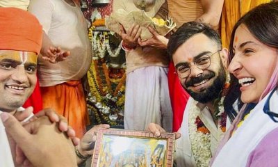 ಕುಟುಂಬ ಸಮೇತರಾಗಿ ರಾಮ ಮಂದಿರಕ್ಕೆ ಭೇಟಿ ನೀಡಿದ ಕೊಹ್ಲಿ