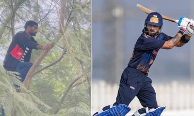 ಲಾರಿ, ಮರವೇರಿ ಕೊಹ್ಲಿಯ ಬ್ಯಾಟಿಂಗ್‌ ಕಣ್ತುಂಬಿಕೊಂಡ ಅಭಿಮಾನಿ!