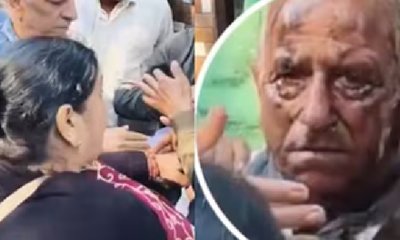 ವೃದ್ಧನ ಮೈಮೇಲೆ ಎಣ್ಣೆ ಎರಚಿ ಕಪಾಳಮೋಕ್ಷ