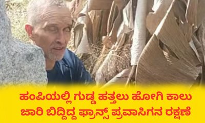 ಹಂಪಿಯಲ್ಲಿ ಗುಡ್ಡ ಹತ್ತಲು ಹೋಗಿ ಬಿದ್ದಿದ್ದ ಫ್ರಾನ್ಸ್‌ ಪ್ರವಾಸಿಗನ ರಕ್ಷಣೆ