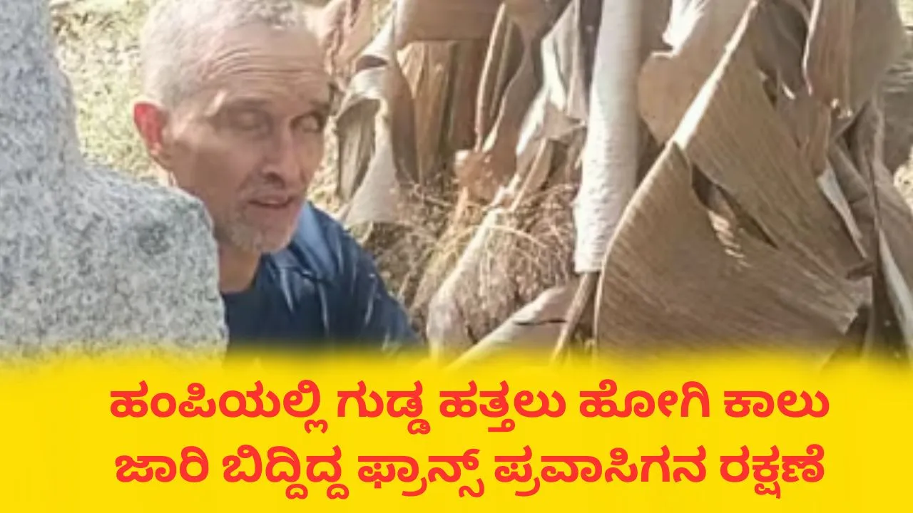 ಹಂಪಿಯಲ್ಲಿ ಗುಡ್ಡ ಹತ್ತಲು ಹೋಗಿ ಬಿದ್ದ ಫ್ರಾನ್ಸ್‌ ಪ್ರವಾಸಿಗ; 2 ದಿನಗಳ ಬಳಿಕ ರಕ್ಷಣೆ