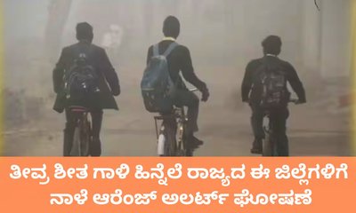 ತೀವ್ರ ಶೀತ ಗಾಳಿ ಹಿನ್ನೆಲೆ ನಾಳೆ ರಾಜ್ಯದ 7 ಜಿಲ್ಲೆಗಳಿಗೆ ಆರೆಂಜ್‌ ಅಲರ್ಟ್‌
