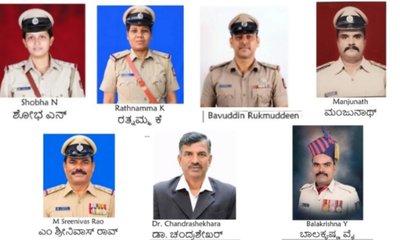 ರಾಜ್ಯದ 7 ಪೊಲೀಸ್ ಅಧಿಕಾರಿಗಳಿಗೆ ಕೇಂದ್ರ ಗೃಹ ಮಂತ್ರಿಗಳ ದಕ್ಷತಾ ಪದಕ