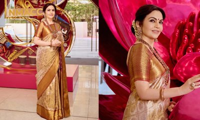 ಚಿನ್ನದ ಕಾಂಜೀವರಂ ರೇಷ್ಮೆ ಸೀರೆಯಲ್ಲಿ ಮಿಂಚಿದ ನೀತಾ ಅಂಬಾನಿ