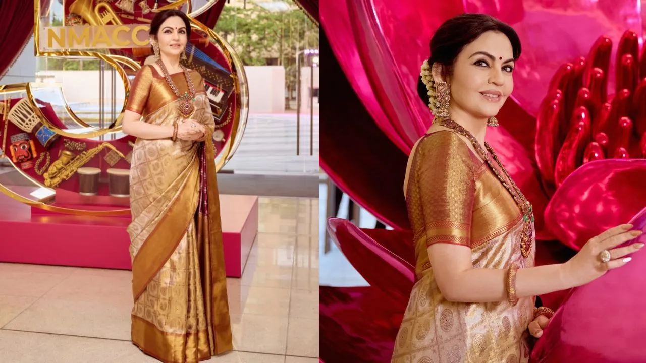Nita Ambani: ಚಿನ್ನದ ಕಾಂಜೀವರಂ ರೇಷ್ಮೆ ಸೀರೆಯಲ್ಲಿ ಮಿಂಚಿದ ನೀತಾ ಅಂಬಾನಿ