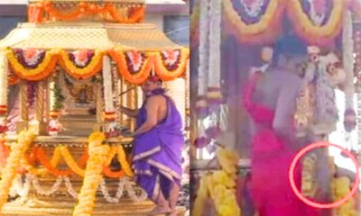 ವಿಟ್ಲಪಿಂಡಿ ಉತ್ಸವದ ವೇಳೆ ರಥದಿಂದ ಕೆಳಗೆ ಬಿದ್ದ ಕೃಷ್ಣನ ಮಣ್ಣಿನ ಮೂರ್ತಿ!