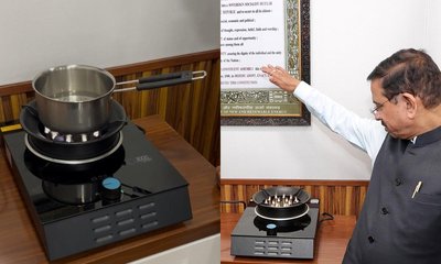 ಎಲ್‌ಪಿಜಿಯಂತೆ ಜ್ವಾಲೆ ಹರಡುವ ವಿದ್ಯುತ್‌ ಸ್ಟೌ ಪ್ರದರ್ಶಿಸಿದ ಜೋಶಿ