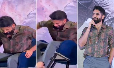 ವೇದಿಕೆಯಲ್ಲೇ ಕುರ್ಚಿಯಿಂದ ಜಾರಿ ಬಿದ್ದ ನಾಗ ಚೈತನ್ಯ !