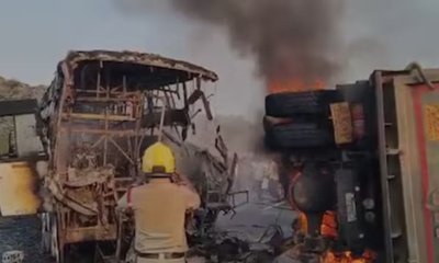 ಆಂಧ್ರಪ್ರದೇಶದಲ್ಲಿ ಖಾಸಗಿ ಬಸ್-ಲಾರಿ ಡಿಕ್ಕಿ: 13 ಸಾವು