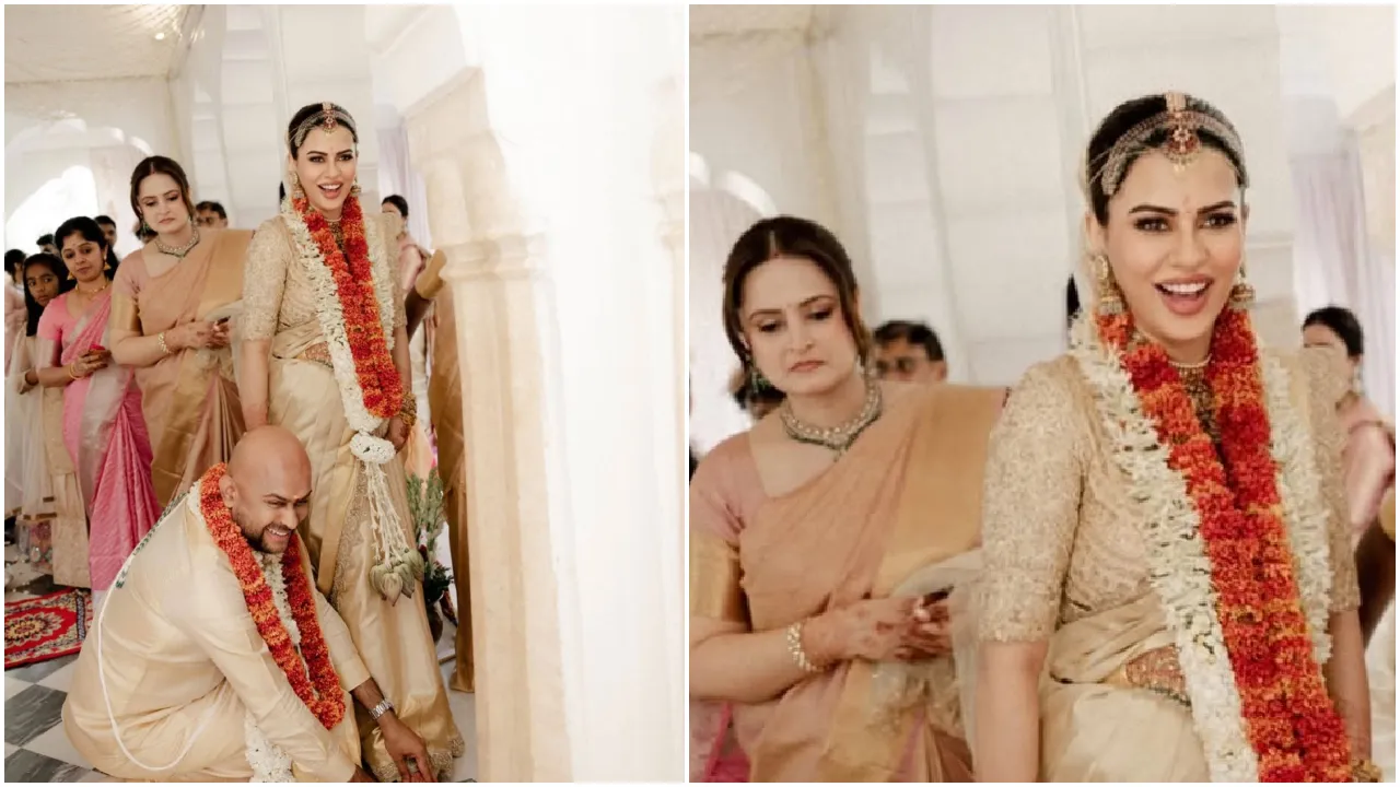Photos: ನಟಿ ಶರ್ಮಿಳಾ ಮಾಂಡ್ರೆ ಈಗ ʻಮಿಸಸ್‌  ಸುಂದರಂʼ; ತಮಿಳು ನಿರ್ಮಾಪಕನ ಜೊತೆ ಕನ್ನಡ ನಟಿಯ ಮದುವೆಯ ಸುಂದರ ಕ್ಷಣಗಳು - Image 1