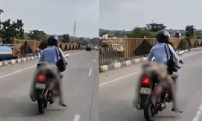 ಪತ್ನಿಯ ಮೃತದೇಹವನ್ನು ಬೈಕ್‌ನಲ್ಲಿ ಸಾಗಿಸಿದ ಪತಿ