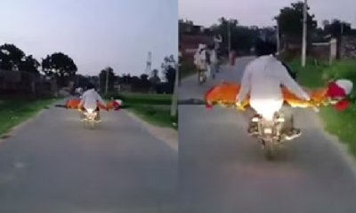 ಮಹಿಳೆಯ ಮೃತದೇಹವನ್ನು ಬೈಕ್‍ನಲ್ಲಿ ಸಾಗಿಸಿದ ವ್ಯಕ್ತಿ