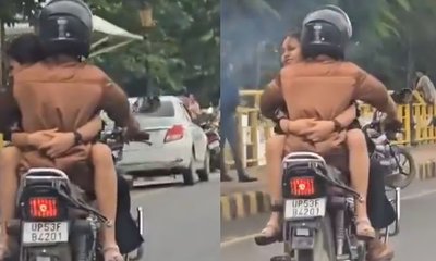 ಚಲಿಸುತ್ತಿರುವ ಬೈಕ್‌ನಲ್ಲಿ ಪ್ರೇಮಿಗಳ ಸರಸ; ವಿಡಿಯೊ ವೈರಲ್