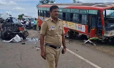 ಕೆಎಸ್‌ಆರ್‌ಟಿಸಿ ಬಸ್‌ಗೆ ಇನ್ನೋವಾ ಡಿಕ್ಕಿ; ಕಾರು ಚಾಲಕ ಸಾವು