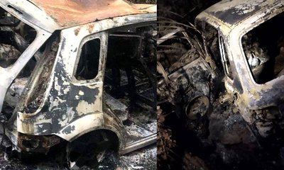 ಗುರುತು ಸಿಗದಂತೆ ಸುಟ್ಟು ಕರಕಲಾದ ಕಾರು, ಇಬ್ಬರ ಶವ ಪತ್ತೆ