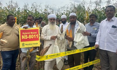 ಪ್ರಗತಿಪರ ರೈತ ಅಬ್ದುಲ್ಲಾ ಹೊಲದಲ್ಲಿ ಮೆಕ್ಕೆಜೋಳ ಬೆಳೆಯ ಪ್ರಾತ್ಯಕ್ಷಿಕೆ