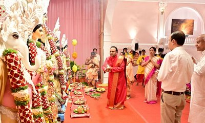 ನವರಾತ್ರಿ ಅಂಗವಾಗಿ ದುರ್ಗಾ ಪೂಜೆ, ಅತಿ ರುದ್ರ ಮಹಾಯಜ್ಞ ಆರಂಭ