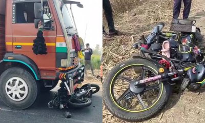 ಬೈಕ್‌ಗೆ ಡಿಕ್ಕಿಯಾದ ಲಾರಿ, ಒಂದೇ ಕುಟುಂಬದ ಮೂವರು ಸಾವು