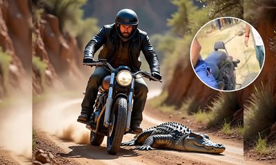 ಅಪರೂಪದ ಮೊಸಳೆಯನ್ನು ಬೈಕ್‍ನಲ್ಲಿ ಎಳೆದೊಯ್ದ ವ್ಯಕ್ತಿ